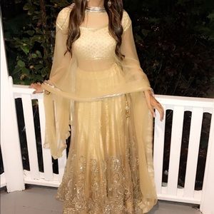 Womens Indian Gold Lehenga Size XS